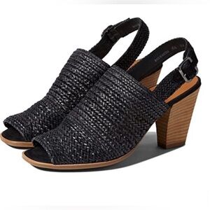 PAUL GREEN Lovely Woven Black Heeled Sandals